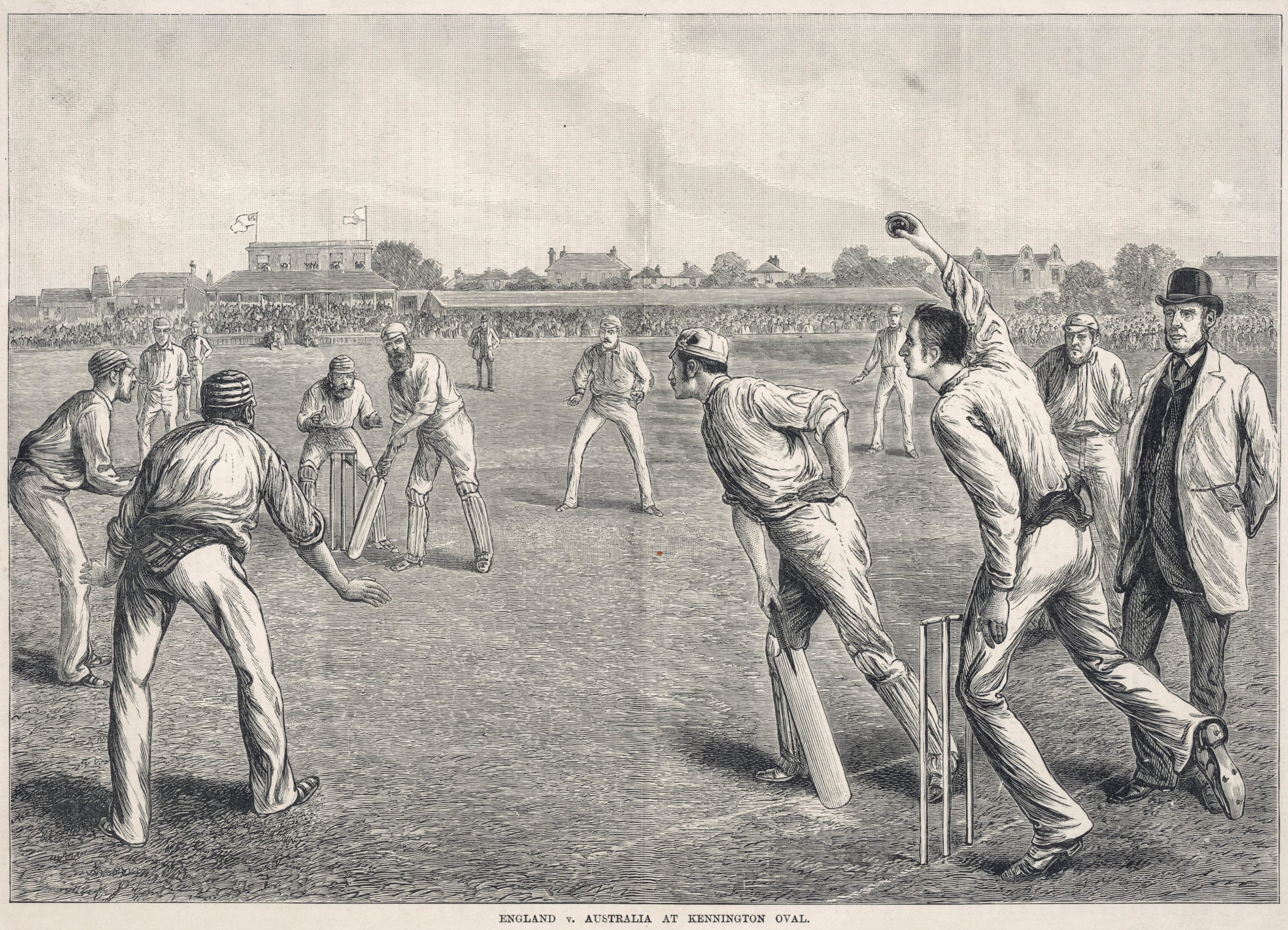 England V Australia cricket match. Date: late 19th century