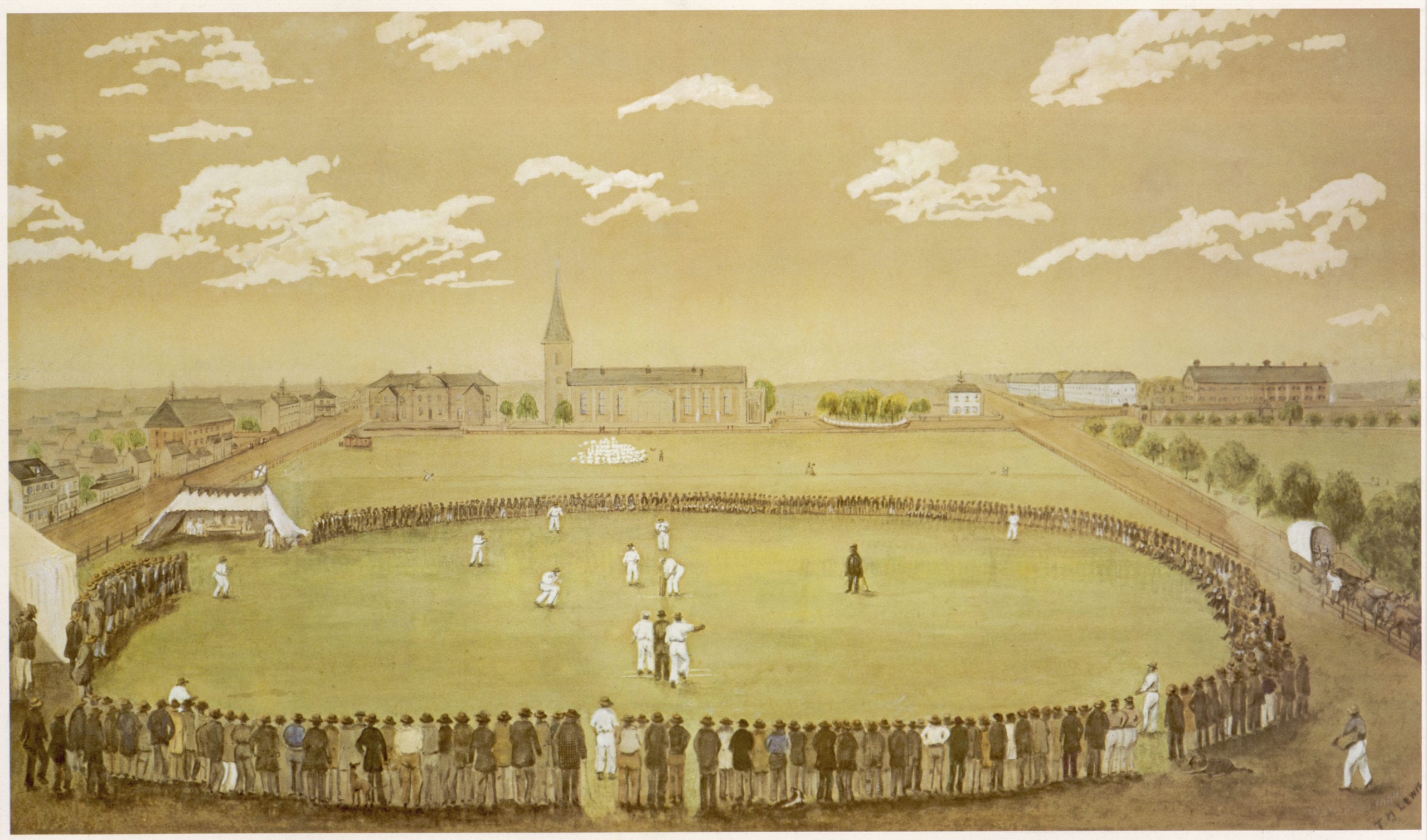 Cricket in Sydney, Australia circa 1842